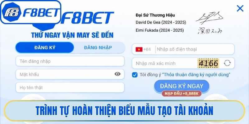 Trình tự hoàn thiện biểu mẫu tạo tài khoản